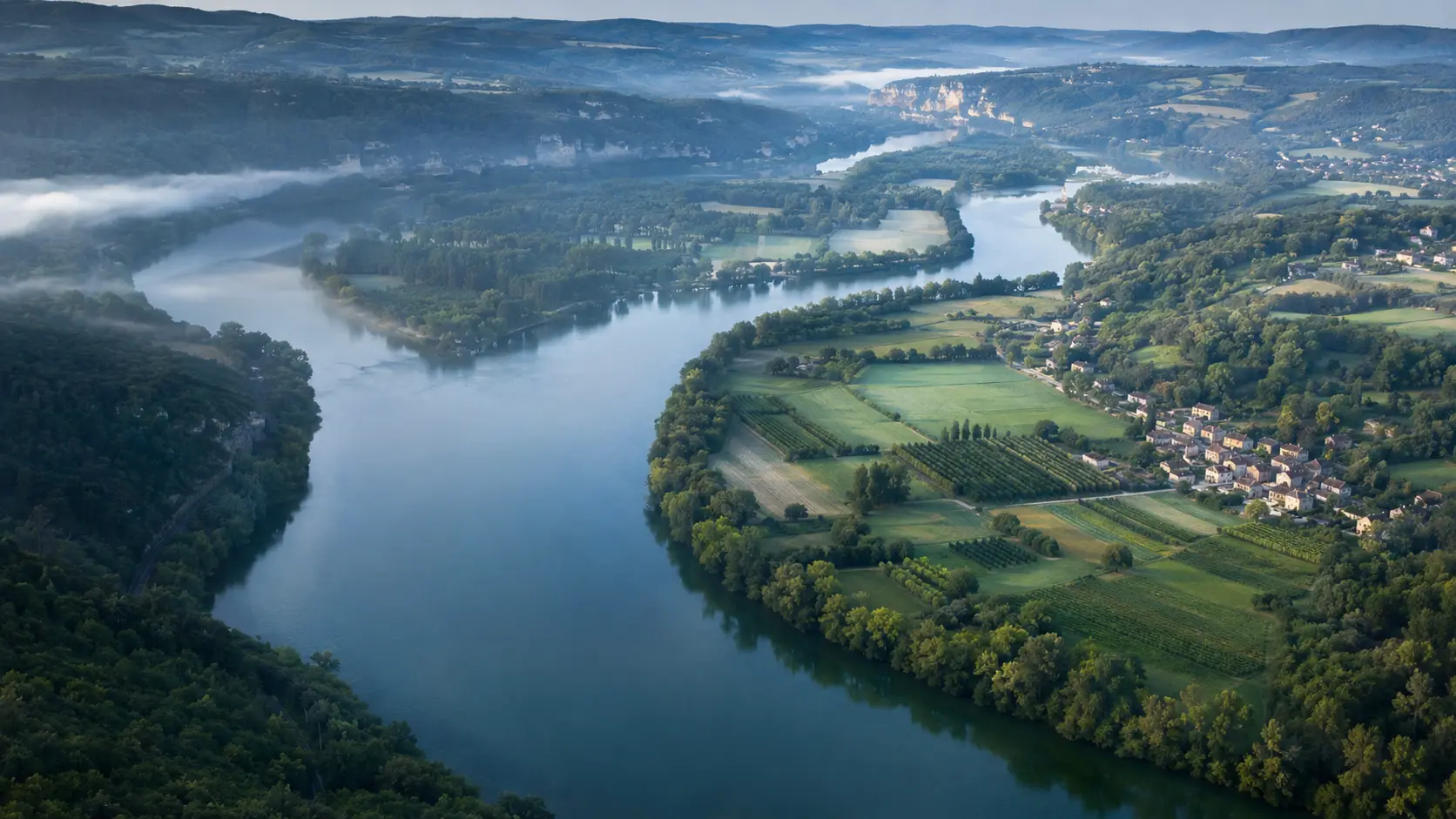 Paysage fluvial panoramique pour la rubrique atlas de france