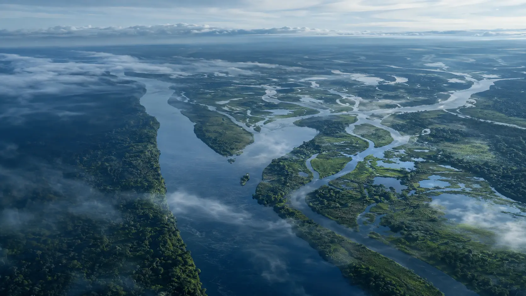 Paysage fluvial panoramique pour la rubrique atlas mondial